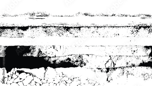 black and white land cross-section grunge texture, grass on top of layered rock, distressed earth strata overlay