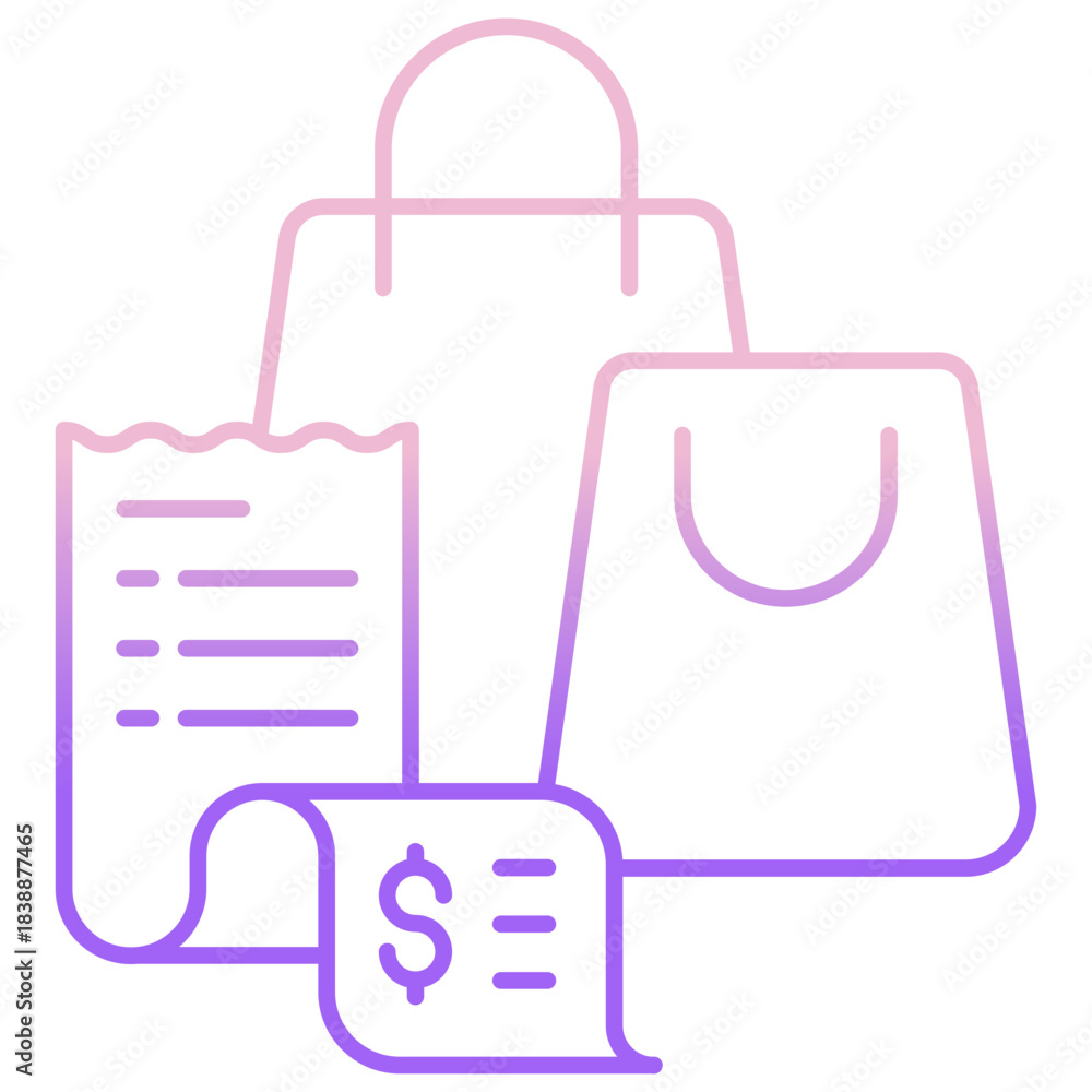 Fototapeta premium Outline Color shopping bag icon