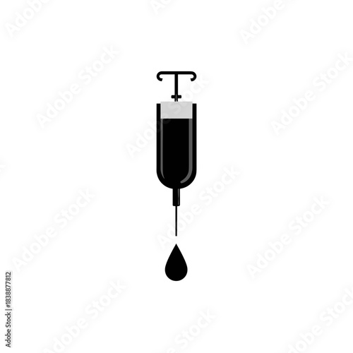 Modern iv drip infusion icon with liquid drop symbol isolated on white medical background