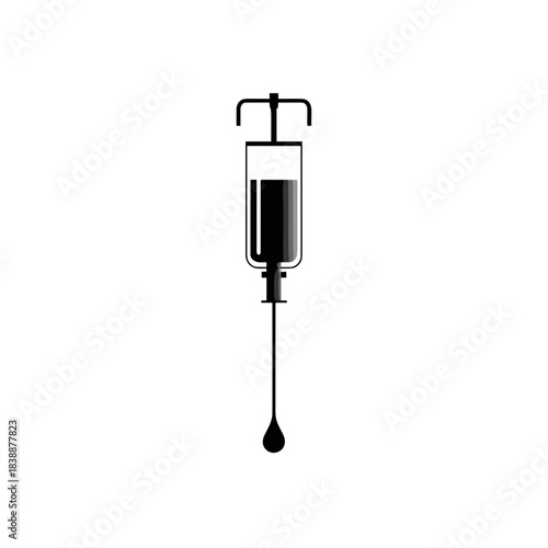 Simplified iv infusion bottle icon with dripping liquid representing medical therapy and hospital care