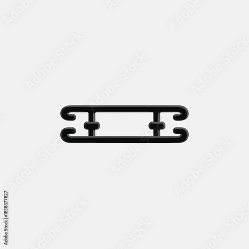 Minimal black surgical instrument tray icon isolated on white background representing sterile medical equipment