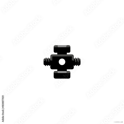Cross valve fitting icon showing four-way pipe connector in black minimal style isolated on white background