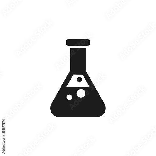 Laboratory flask icon in black and white minimal style isolated on white background