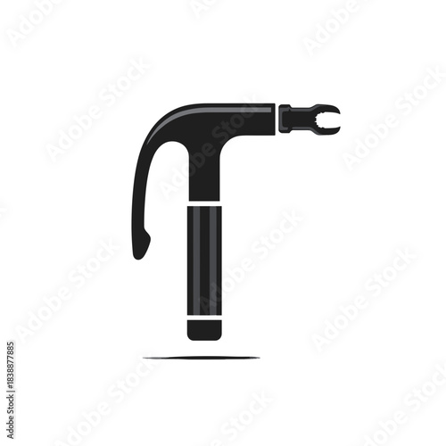 Medical laryngoscope handle with blade icon isolated on white background in black and white vector style for intubation and emergency care