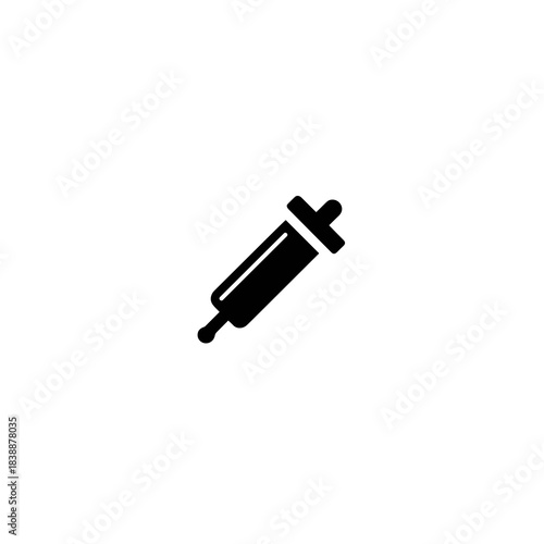 Minimal black and white syringe icon isolated on white background with clean modern design