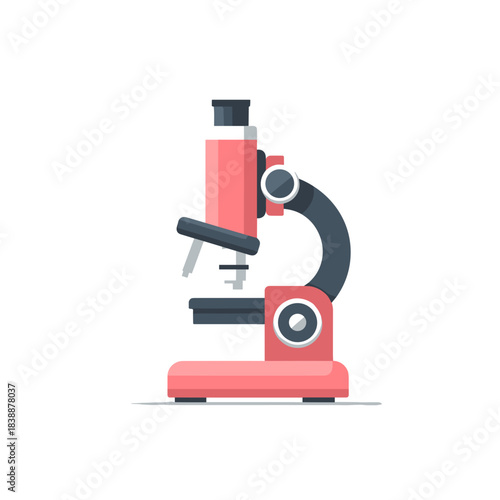 Colorful microscope vector illustration isolated on white background symbolizing science education and laboratory research