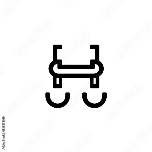 Minimal black laboratory clamp or holder icon isolated on white background, flat design symbol for medical, surgical or scientific equipment