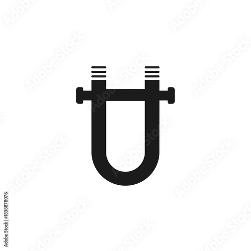 Minimal black laboratory test tube icon isolated on white background, simple flat design for science, chemistry or medical concepts