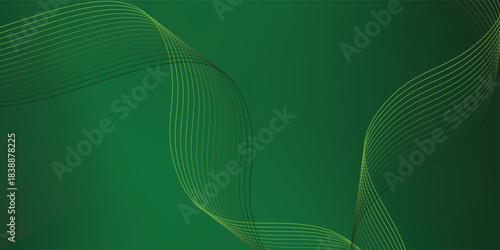 Abstract background using dark green tones on a black background. The lines and curves are like gentle and flowing waves. vector eps10