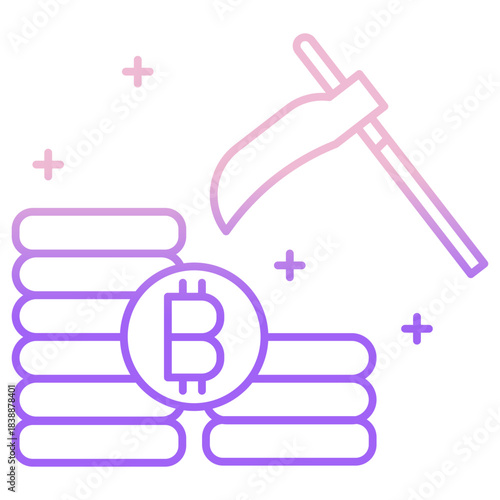 Outline Color bitcoin mining icon