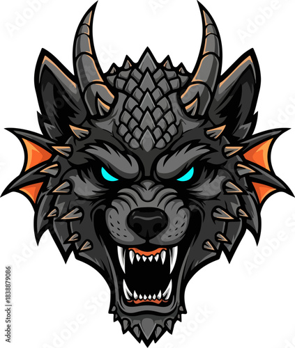 Wolf–dragon hybrid mascot head