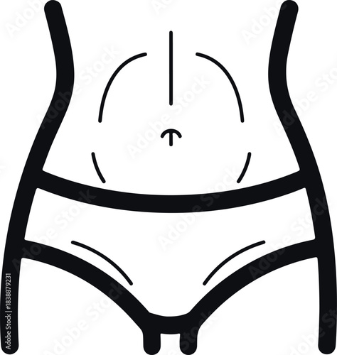 Human torso with defined abdominal muscles and fitness representation