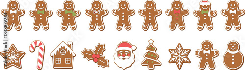 Assortment of Christmas gingerbread cookies and festive treats woman