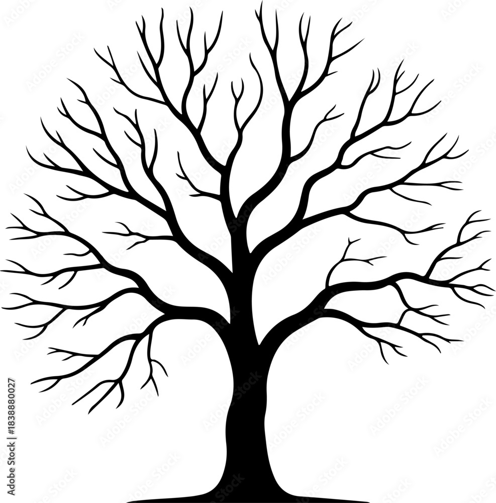 Obraz premium Bare tree silhouette vector illustration