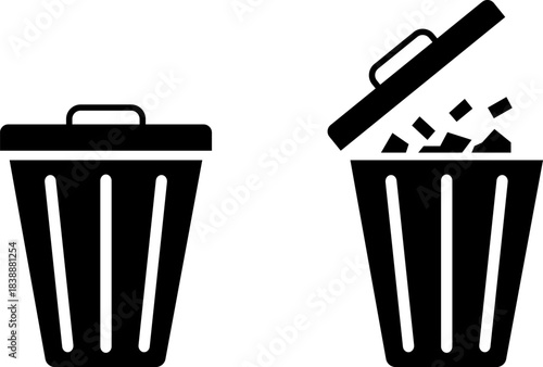 The Delete Action Duo: Closed and Deleting Trash Can Icons