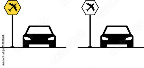 Hexagonal Airport Zone Signage with Vehicle Indicator