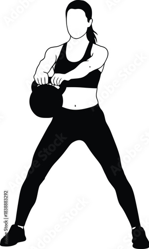 Silhouette of a woman performing a kettlebell sumo squat