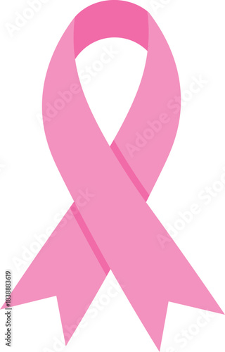 Crossed pink ribbon symbol of World Breast Cancer Day, awareness icon for breast cancer prevention, support, and health campaigns. Vector illustration, editable design.