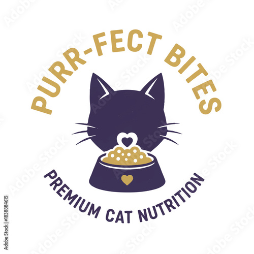 A professional, iconic logo design for a premium cat food brand