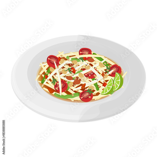 Vector Illustration Logo Clipart Green Papaya Salad Som Tum Thai on a Plate
