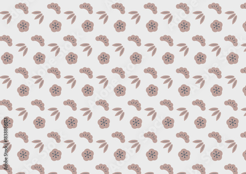 松竹梅のシームレスパターン（ブルー・ブラウン）