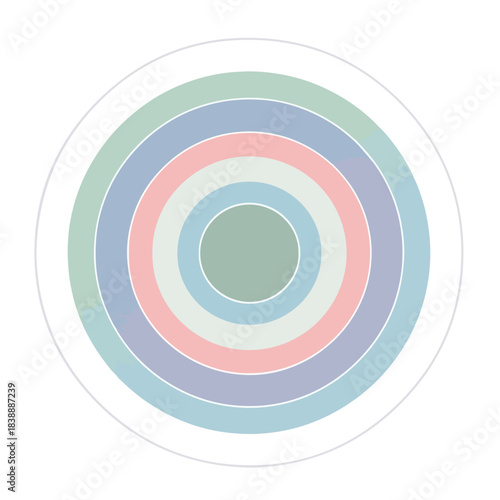 A circular graphic with concentric pastel-colored rings on a minimal pastel background, showcasing a soft color palette.