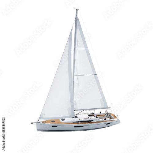 Luxurious White Sailboat, Modern Yacht, Sailing Adventure