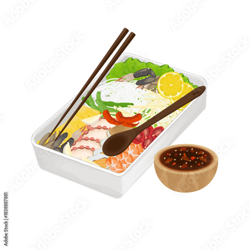 Vector Illustration Logo Clipart Thai Food Somtang Som Tum or Som Tam