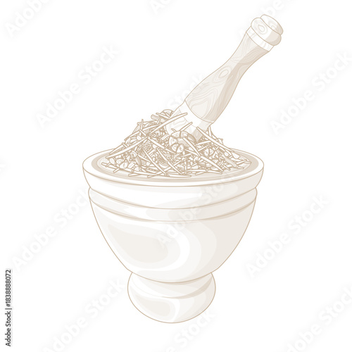Vector Illustration Logo Line art Som Tum on a Clay Mortar