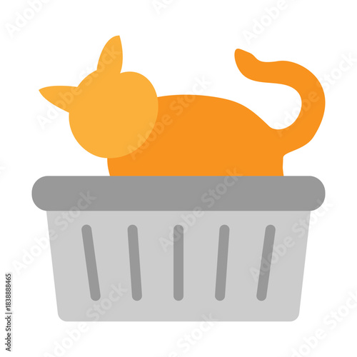 Cat Litter Box Vector Flat Icon Design