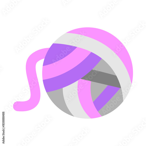 Cat Toy Ball Vector Flat Icon Design