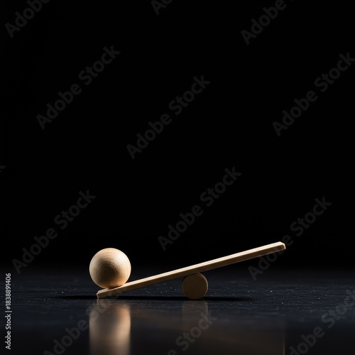 A single unbalanced item resting on a smooth surface, suggesting fixed outcomes, fraud, and a failure of trust in business dealings ,falsifying ,corporate ,breach