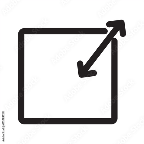 Size linear style icons . Measurement and resizing. Height, width, depth. Displays the dimensions of objects. Defining and adjusting the size. Editable stroke width