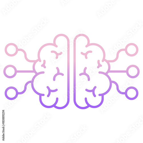 Outline Color Brain and technology icon