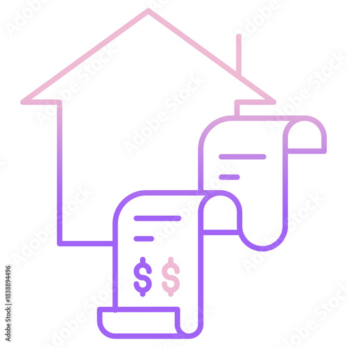 Outline Color Home bill icon
