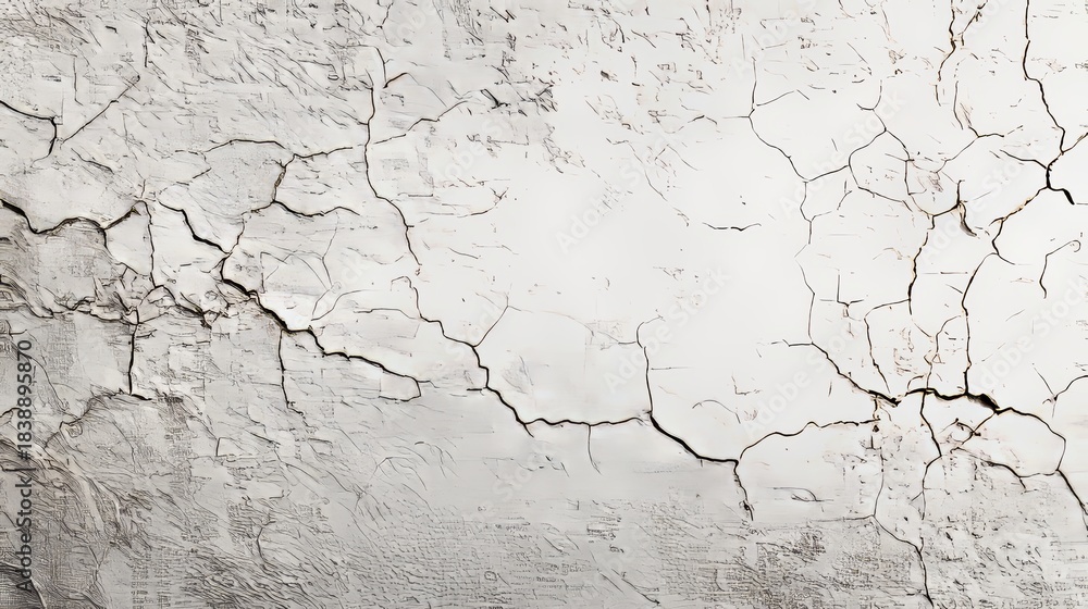 Obraz premium Close-up of cracked and peeling surface with aged paint and textured patterns, showcasing material decay, weathered layers, and abstract organic structure