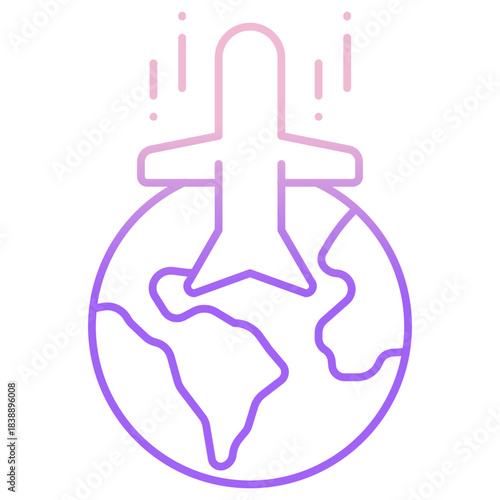Outline Color globe flight icon