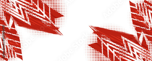  Abstract Grunge Background in Sports Theme with Red Brush Strokes and Halftone Pattern on White Background. Scratch and Texture Elements For Design