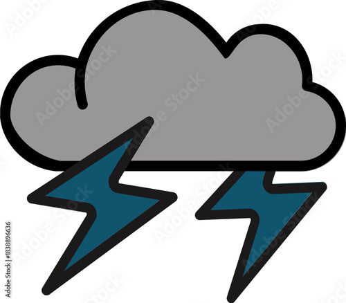 Stormy Cloud with Lightning Weather Icon