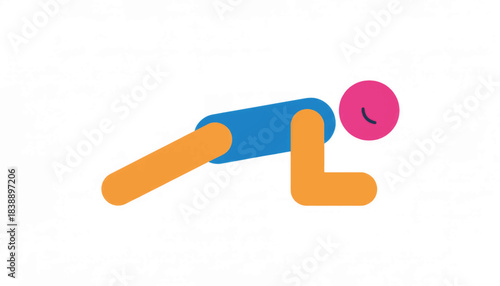Minimalist vector illustration of a figure in a yoga plank pose. Flat design icon for home workouts and healthy habits. Fitness and wellness graphic isolated on white background