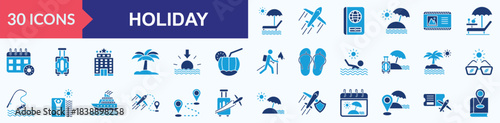 Holidays Flat Blue Icon Set