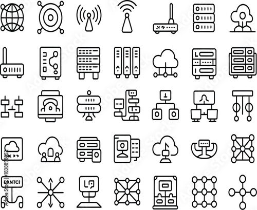 Network & Server Infrastructure Line Icons