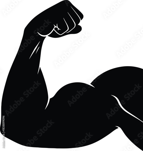 Strong Flexed Arm Silhouette Icon Showing Muscle Power