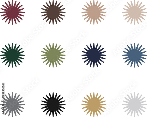 Colorful Burst Symbol Set – 12 Modern Minimal Badges
カラフル・バーストシンボルセット（12色のモダンミニマルバッジ）