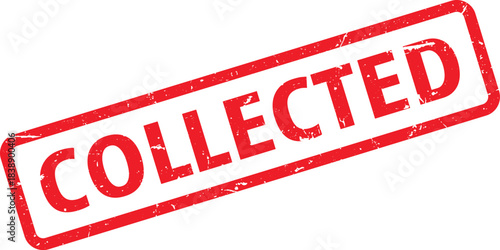 Red Distressed Stamp with the Word Collected on White Background in Angled View