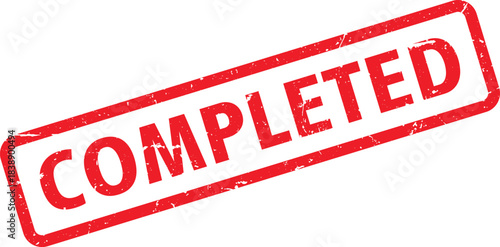 Distressed Red Ink Stamp with the Word Completed on a White Background Texture