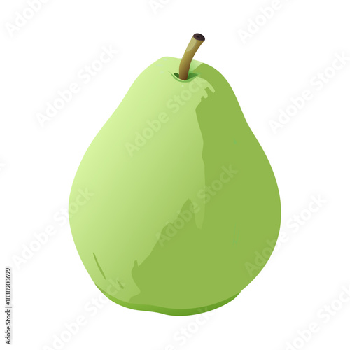Fresh ripe green pear fruit isolated on a clean white background