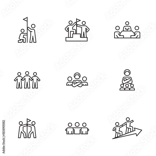 Leadership & Teamwork Line Icon Collection
