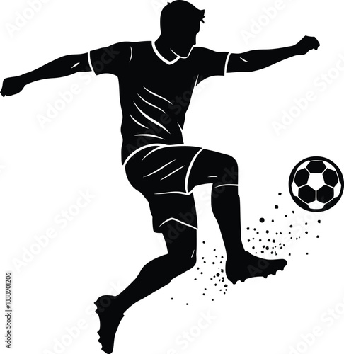 Dynamic Soccer Player Kicking Ball Silhouette Illustration