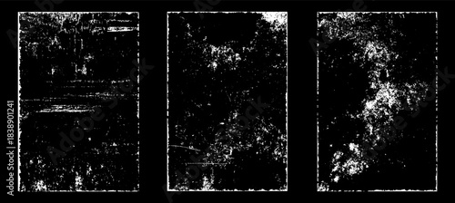 Grunge worn paper effect. Overlay texture stamps with old paper. Stamps distress grain surface dust and rough background concept. Illustration place over object to create grunge effect. Vector EPS10.
